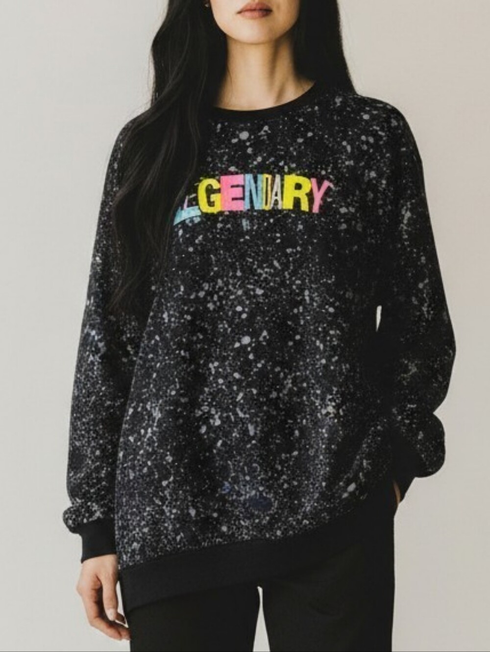 Legendary Graphic Longsleeve Crew Tshirt Gray Pastel Multi Grunge Punk Rocker XL